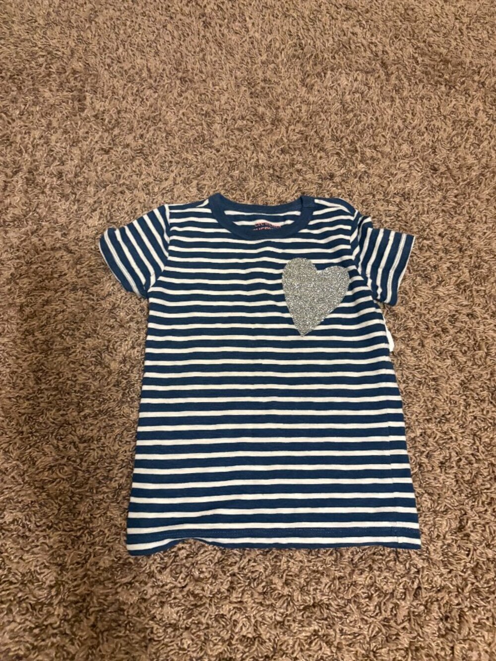 Crewcuts Everyday Heart Graphic T Shirt 4-5 Short Sleeve Sparkly Navy Blue White